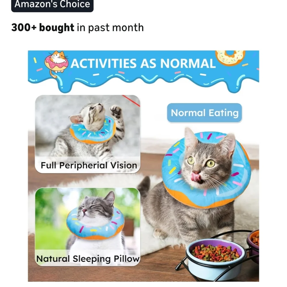 Blue Donut Cat Recovery Collar Large, Soft